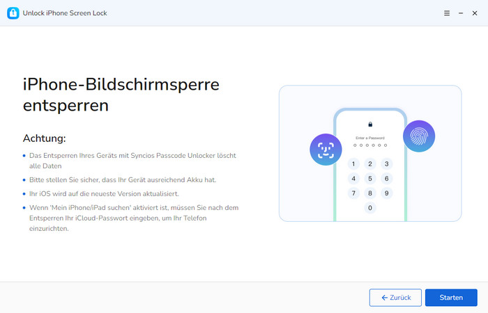 Für Entsperrbildschirm Passcode verbinden