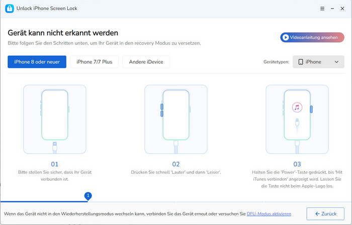 Verbindung des iPhones über USB
