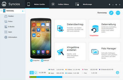 Syncios Android Kontakte Transfer