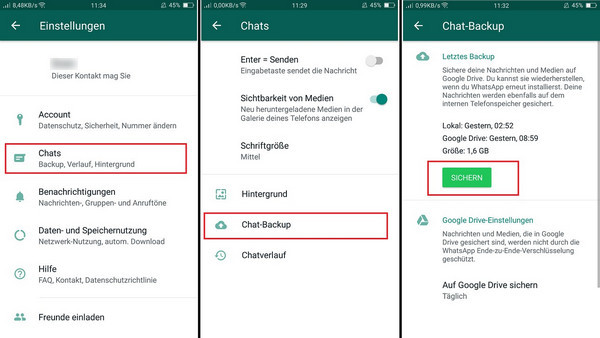 WhatApp-Backup sichern