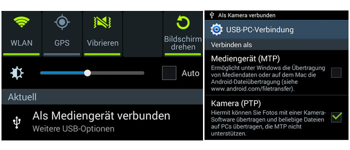 change USB connection mode