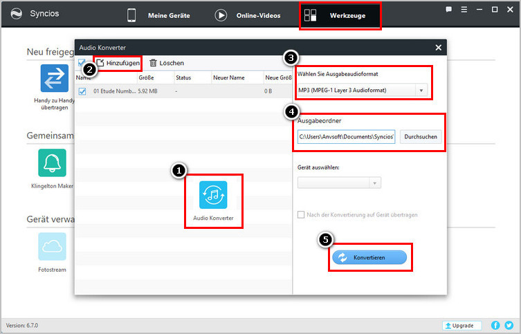 Syncios MP3 zu M4R Converter