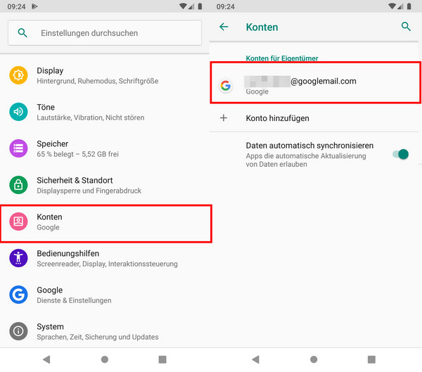 android-einstellung