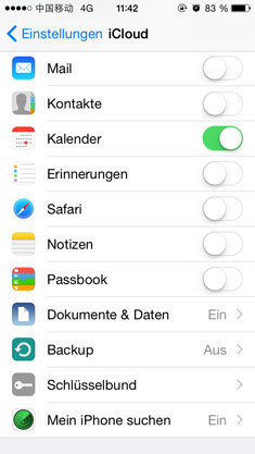 iCloud-Kontakte deaktivieren