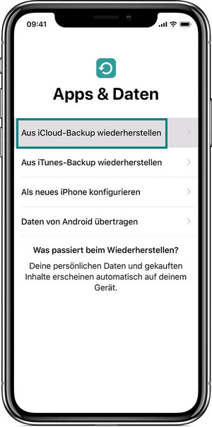 Wiederherstellen von iCloud-Backup auf iPhone 11