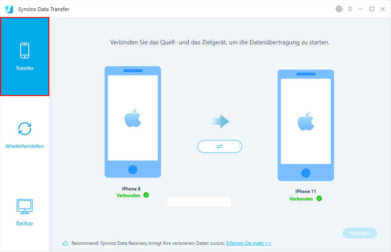 mit Syncios Data Transfer iPhone Daten übertragen