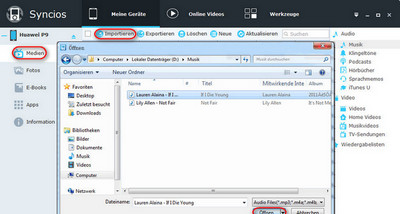 musik vom PC zu Huawei P9 übertragen