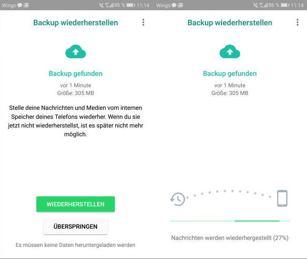 WhatsApp-Backup wiederherstellen