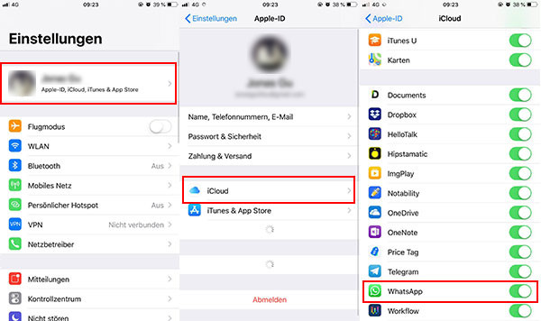 whatsapp nachrichten mit icloud übertragen