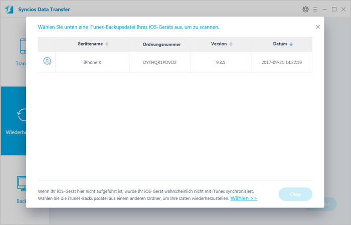 iTunes Backup zu iPhone X wiederherstellen