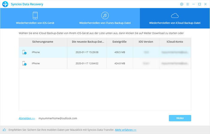 iCloud backup files