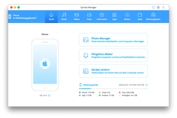 Syncios iOS Manager for mac homepage