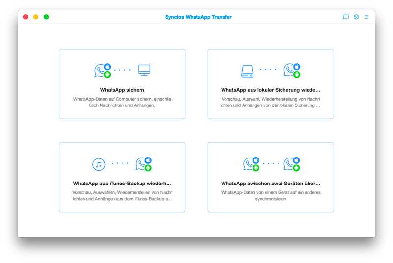 Schnittstelle von Syncios WhatsApp Transfer