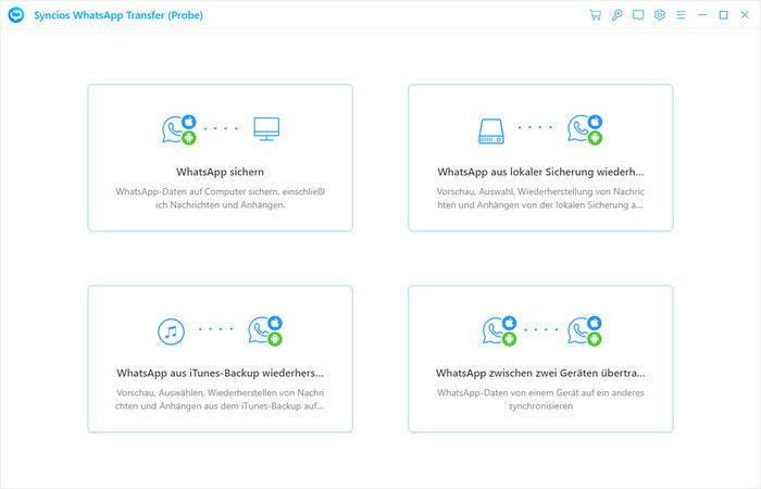 Hauptschnittstelle von Syncios WhatsApp Transfer