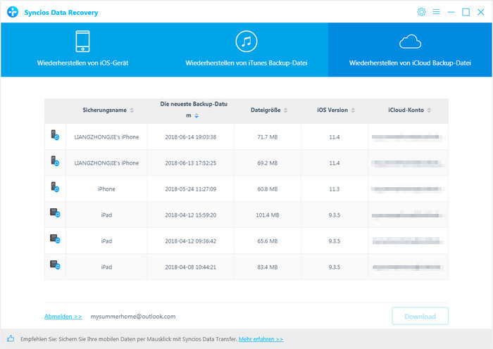 Daten aus iCloud-Backup wiederherstellen